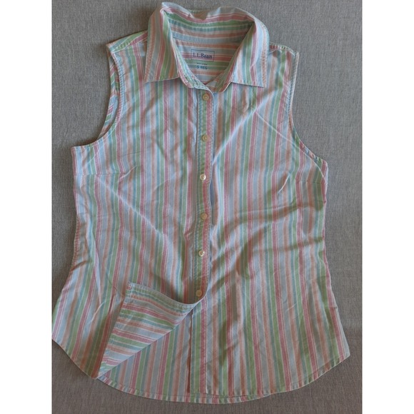 L.L. Bean Women Small Regular Stripe Knit Western Button Shirt Tank Blouse Y2k - Picture 1 of 8